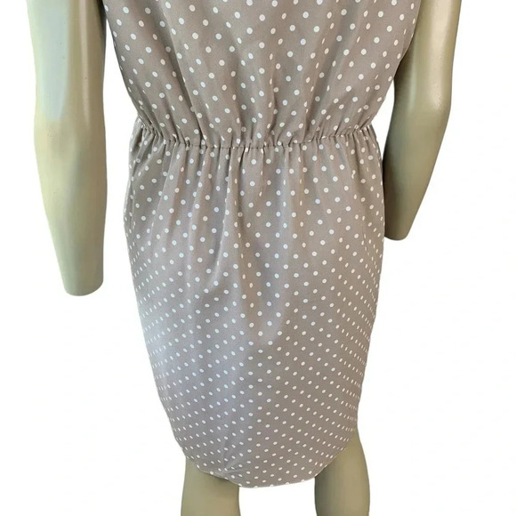 J. Crew Short Sleeve Polka Dot Knot Waist Chiffon Sheath Dress Size 14 Brown Tan - Picture 11 of 16